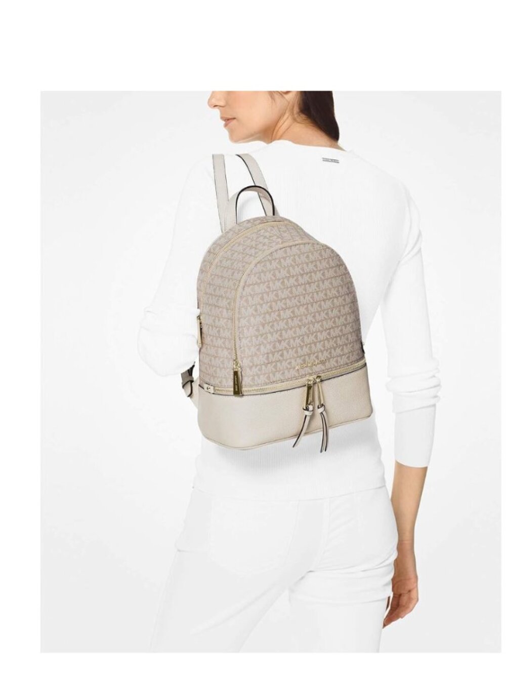 Michael Kors Rhea Backpack in Natural/Light Cream - Picture 4 of 5